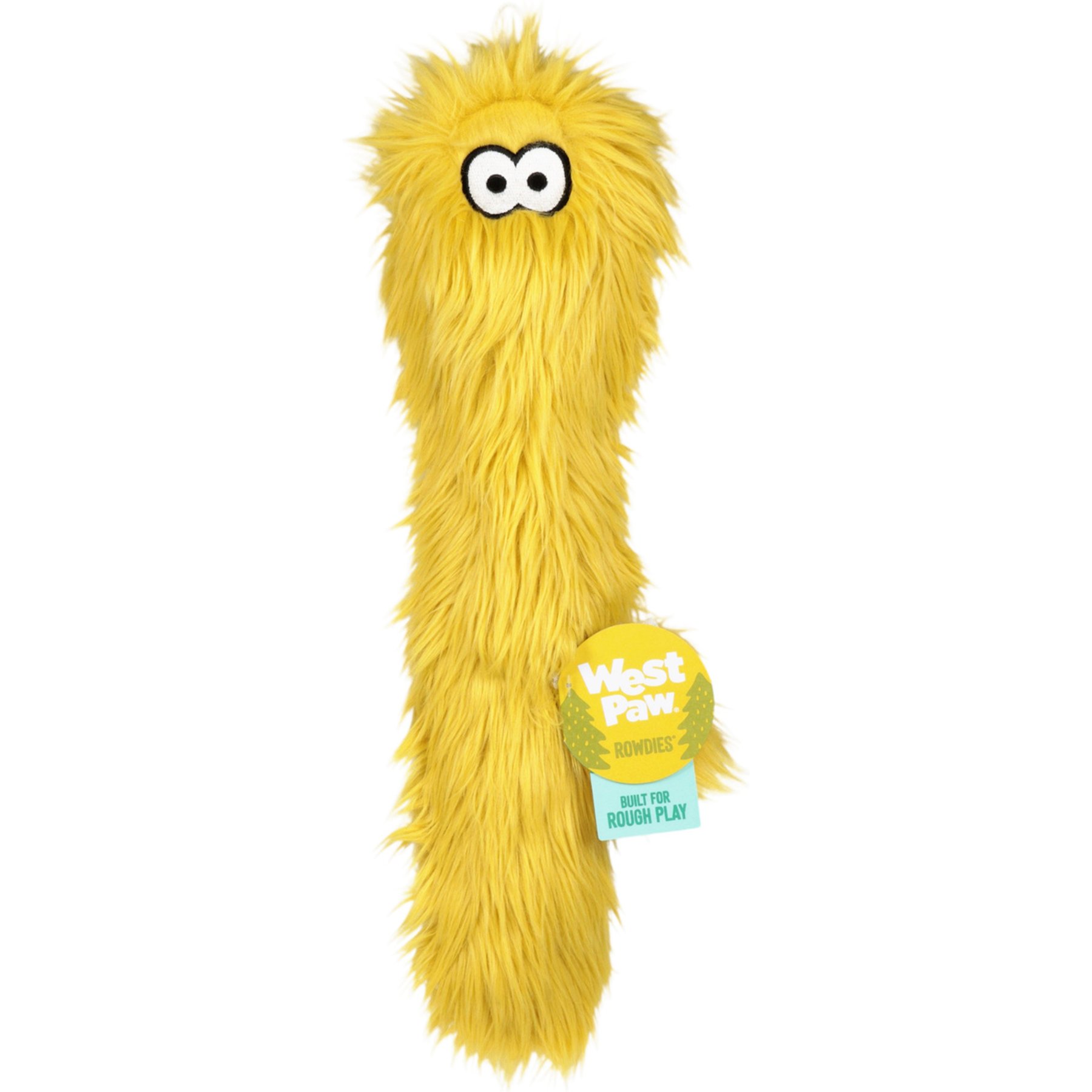 West Paw Ivar Rowdies Durable Squeaky Plush Dog Toy, Citrus