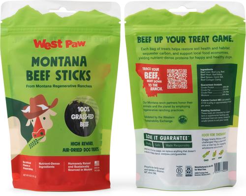 Show full view: West Paw Montana Beef Sticks High-Protein Air-Dried Dog Treats, 6-oz bag slide 6 of 8
