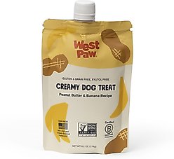 West Paw Peanut Butter & Banana Creamy GMO-Free Lickable Dog Treats, 6.2-oz bag