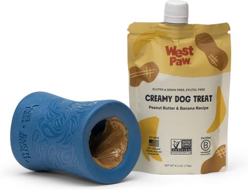 Show full view: West Paw Peanut Butter & Banana Creamy GMO-Free Lickable Dog Treats, 6.2-oz bag slide 6 of 9
