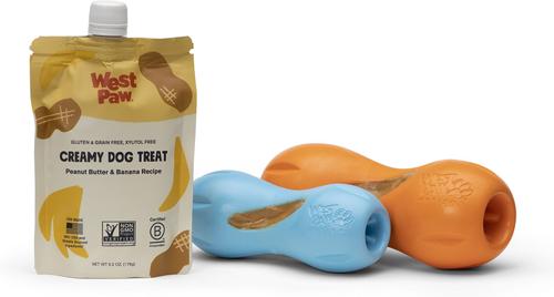 Show full view: West Paw Peanut Butter & Banana Creamy GMO-Free Lickable Dog Treats, 6.2-oz bag slide 8 of 9