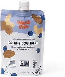 West Paw Peanut Butter, Blueberry & Chia Seed Creamy GMO-Free Lickable Dog Treats, 6.2-oz bag