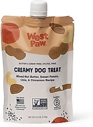 West Paw Peanut Butter, Sweet Potato & Chia Seed Creamy GMO-Free Lickable Dog Treats, 6.2-oz bag