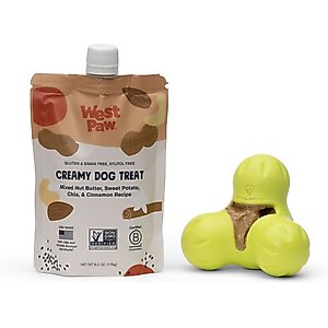 West Paw Peanut Butter, Sweet Potato & Chia Seed Creamy GMO-Free Lickable Dog Treats, 6.2-oz bag
