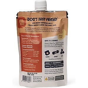 West Paw Peanut Butter, Sweet Potato & Chia Seed Creamy GMO-Free Lickable Dog Treats, 6.2-oz bag