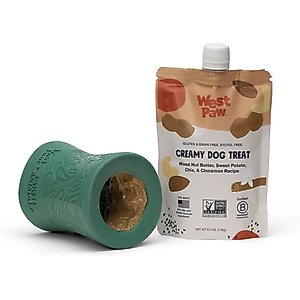 West Paw Peanut Butter, Sweet Potato & Chia Seed Creamy GMO-Free Lickable Dog Treats, 6.2-oz bag
