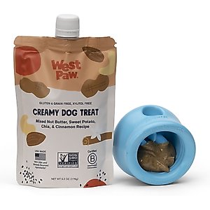 West Paw Peanut Butter, Sweet Potato & Chia Seed Creamy GMO-Free Lickable Dog Treats, 6.2-oz bag