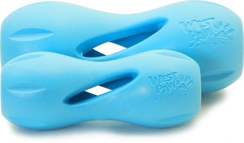 Show full view: West Paw Qwizl Tough Treat Dispensing Dog Chew Toy, Aqua Blue, Small slide 6 of 9