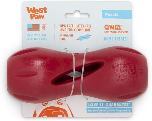 Show full view: West Paw Qwizl Tough Treat Dispensing Dog Chew Toy, Ruby Red, Large slide 2 of 7