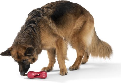 Show full view: West Paw Qwizl Tough Treat Dispensing Dog Chew Toy, Ruby Red, Large slide 3 of 7