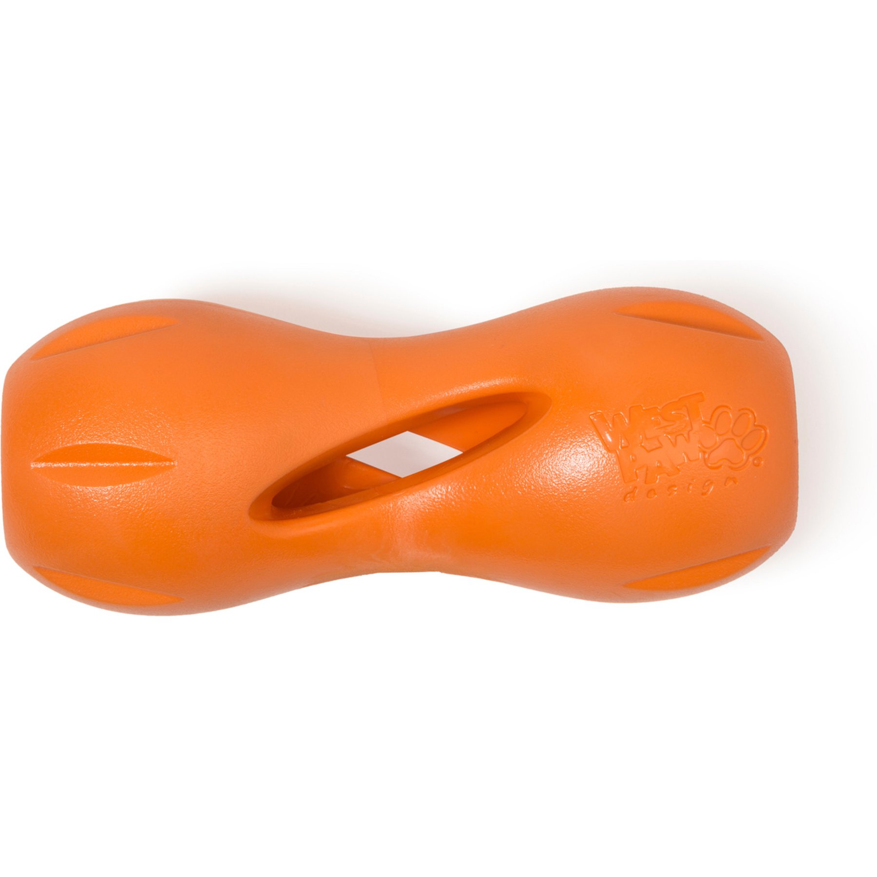 West Paw Qwizl Tough Treat Dispensing Dog Chew Toy, Tangerine Orange, Large