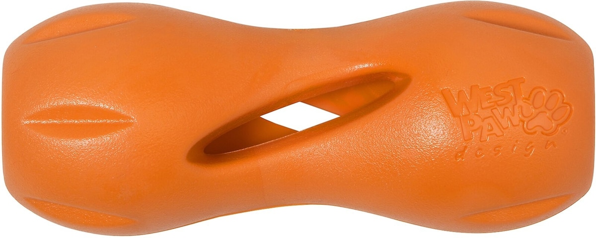 WEST PAW Qwizl Tough Treat Dispensing Dog Chew Toy, Tangerine