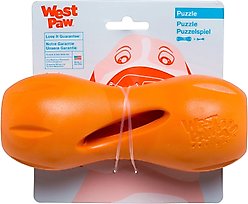 West Paw Qwizl Tough Treat Dispensing Dog Chew Toy, Tangerine Orange, Large slide 2 of 6