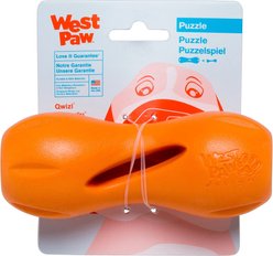 West Paw Qwizl Tough Treat Dispensing Dog Chew Toy, Tangerine Orange, Small slide 2 of 6