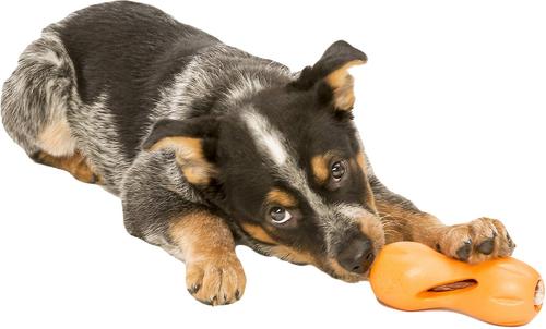 Show full view: West Paw Qwizl Tough Treat Dispensing Dog Chew Toy, Tangerine Orange, Small slide 3 of 9