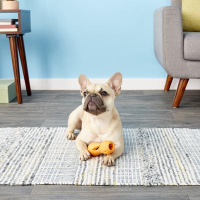 Show full view: West Paw Qwizl Tough Treat Dispensing Dog Chew Toy, Tangerine Orange, Small slide 5 of 9