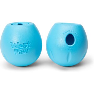 West Paw Rumbl Bouncy Ball Dog Toy, Aqua Blue, Large