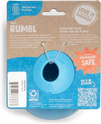 Show full view: West Paw Rumbl Bouncy Ball Dog Toy, Aqua Blue, Large slide 3 of 10