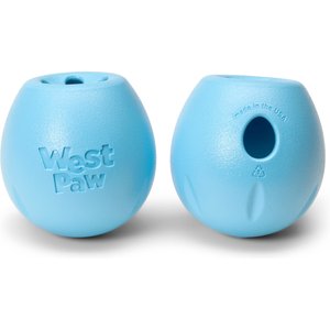 West Paw Rumbl Bouncy Ball Dog Toy, Aqua Blue, Small