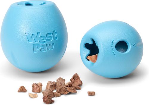 Show full view: West Paw Rumbl Bouncy Ball Dog Toy, Aqua Blue, Small slide 5 of 10