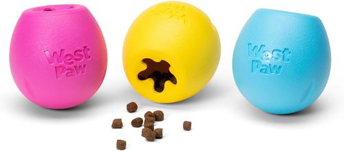 Show full view: West Paw Rumbl Bouncy Ball Dog Toy, Aqua Blue, Small slide 9 of 10