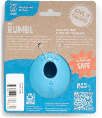 Show full view: West Paw Rumbl Bouncy Ball Dog Toy, Aqua Blue, Small slide 3 of 10