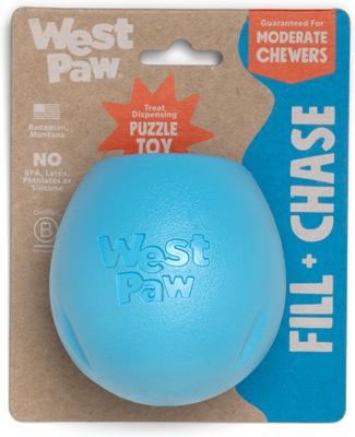 Show full view: West Paw Rumbl Bouncy Ball Dog Toy, Aqua Blue, Small slide 2 of 10