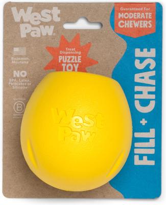 Show full view: West Paw Rumbl Bouncy Ball Dog Toy, Dandelion Yellow, Small slide 3 of 11