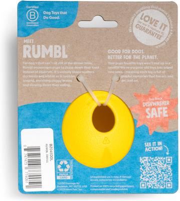 Show full view: West Paw Rumbl Bouncy Ball Dog Toy, Dandelion Yellow, Small slide 4 of 11