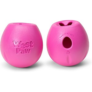 West Paw Rumbl Bouncy Ball Dog Toy, Hot Pink, Small