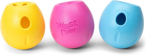 Show full view: West Paw Rumbl Bouncy Ball Dog Toy, Hot Pink, Small slide 7 of 8