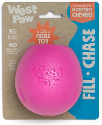 Show full view: West Paw Rumbl Bouncy Ball Dog Toy, Hot Pink, Small slide 2 of 8