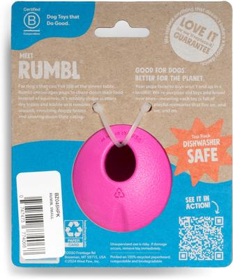 Show full view: West Paw Rumbl Bouncy Ball Dog Toy, Hot Pink, Small slide 3 of 8