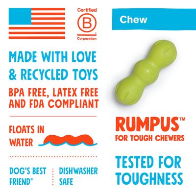 Show full view: West Paw Rumpus Medium Tough Dog Chew Toy, Blue slide 4 of 7