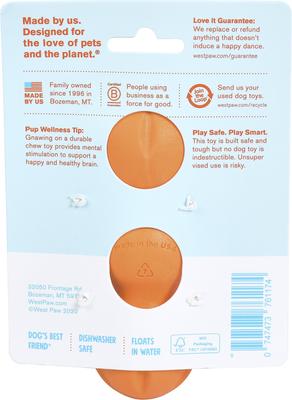 Show full view: West Paw Rumpus Small Tough Dog Chew Toy, Orange slide 7 of 8