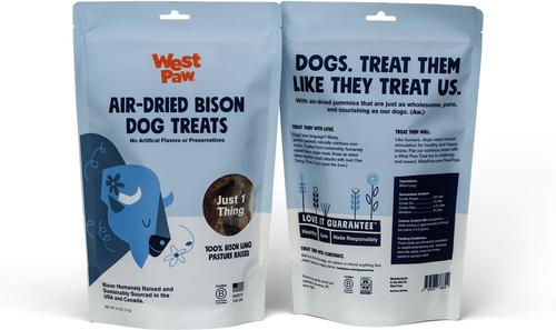 Show full view: West Paw Single Ingredient Air-Dried Bison Lung Dehydrated Dog Treats, 2.5-oz bag slide 5 of 7