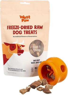 Show full view: West Paw Single Ingredient Beef Heart Freeze-Dried Dog Treats, 2.5-oz bag slide 3 of 7