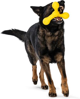 Show full view: West Paw Skamp Tough Dog Chew Toy, Dandelion Yellow, Large: 8.5-in slide 6 of 7