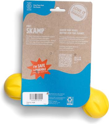 Show full view: West Paw Skamp Tough Dog Chew Toy, Dandelion Yellow, Large: 8.5-in slide 3 of 7