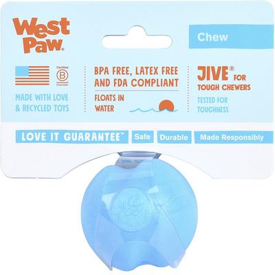 Show full view: West Paw Zogoflex Jive Tough Ball Dog Toy, Aqua Blue, Mini slide 5 of 8