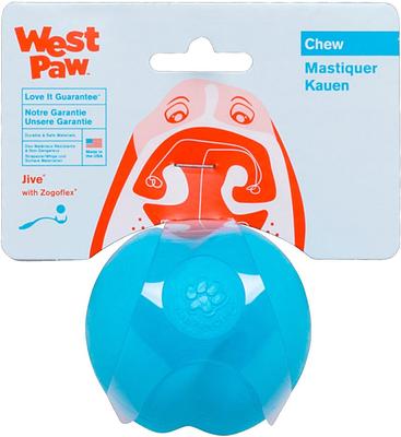 Show full view: West Paw Zogoflex Jive Tough Ball Dog Toy, Aqua Blue, Small slide 6 of 9
