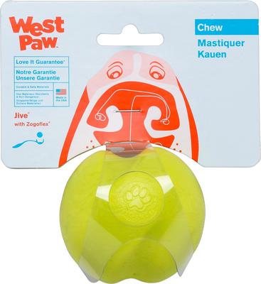 Show full view: West Paw Zogoflex Jive Tough Ball Dog Toy, Granny Smith, Small slide 5 of 9