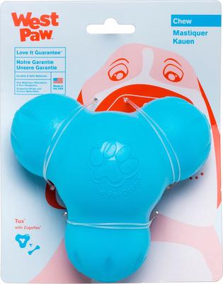 Show full view: West Paw Zogoflex Small Tux Tough Treat Dispensing Dog Chew Toy, Aqua Blue slide 3 of 9