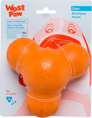 Show full view: West Paw Zogoflex Small Tux Tough Treat Dispensing Dog Chew Toy, Tangerine slide 2 of 8