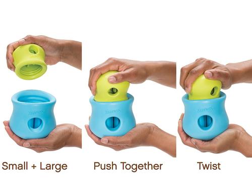 Show full view: West Paw Zogoflex Toppl Tough Treat Dispensing Dog Chew Toy, Aqua Blue, Large slide 8 of 11