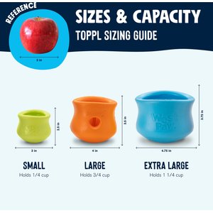West Paw Zogoflex Toppl Tough Treat Dispensing Dog Chew Toy, Tangerine, Large