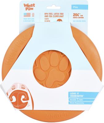 Show full view: West Paw Zogoflex Zisc Flying Disc Dog Toy, Tangerine, Large slide 5 of 9