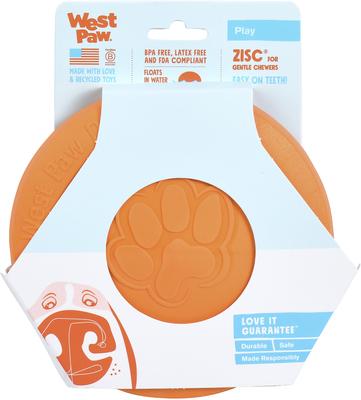 Show full view: West Paw Zogoflex Zisc Flying Disc Dog Toy, Tangerine, Small slide 6 of 10