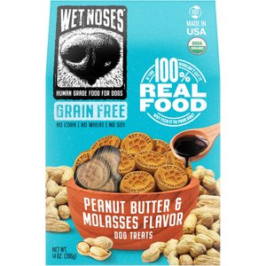 Wet Noses Grain-Free Peanut Butter & Molasses Flavor Dog Treats, 14-oz box