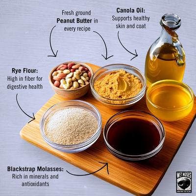 Show full view: Wet Noses Human Grade Organic Peanut Butter & Molasses Crunchy Dog Treats, 14-oz box slide 8 of 9
